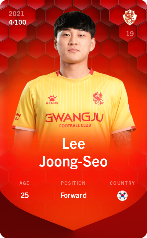 Sorare - Sorare Official - Lee Joong-Seo 2021-22 • Rare 4/100 - NFT # 66523546515848015543134294652732211822359238293772871469985497826827665935843