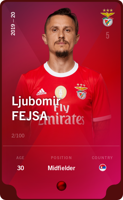 Sorare - Sorare Official - Ljubomir Fejsa 2019-20 • Rare 2/100 - NFT # 85400350443227862130864336971470066151313676466404539796134401983489919434096
