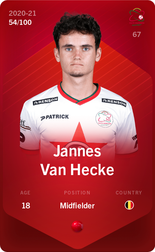 Sorare - Sorare Official - Jannes Van Hecke 2020-21 • Rare 54/100 - NFT # 115573195164825725125249910338309526967084273871727771612759560879519090247130