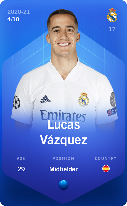 Sorare - Sorare Official - Lucas Vázquez 2020-21 • Super Rare 4/10 - NFT # 21171715611099257896522604245667847827338213526904491854802038490437162083844