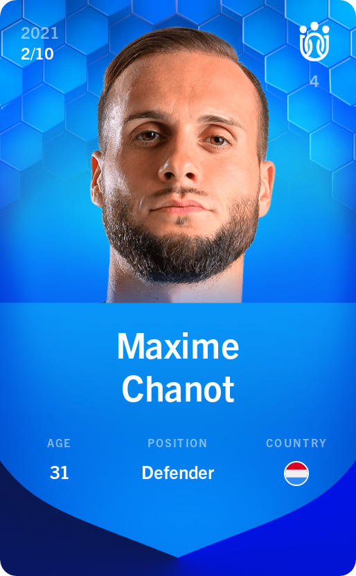 Sorare - Sorare Official - Maxime Chanot 2021-22 • Super Rare 2/10 - NFT # 77385705378806065587029522174427658412138512761785775260218504356057956649181