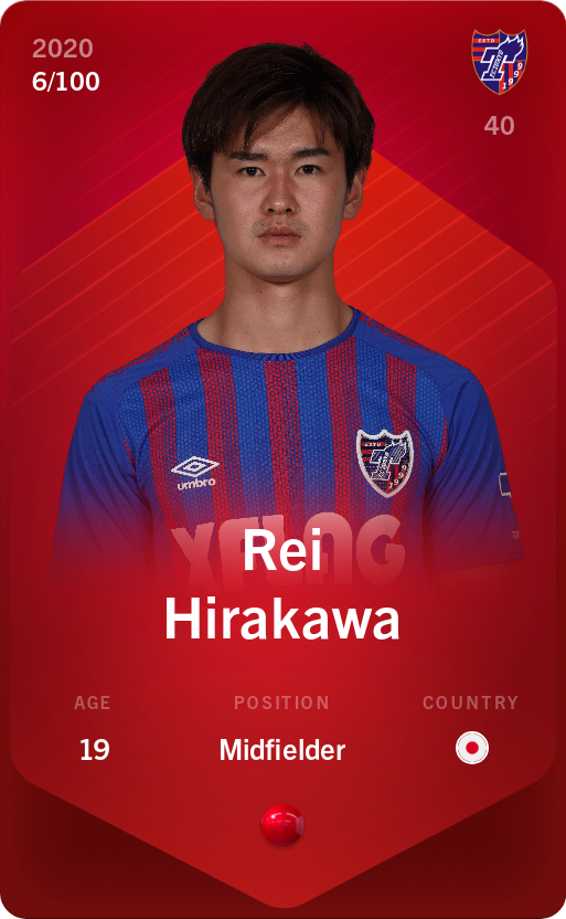 Sorare - Sorare Official - Rei Hirakawa 2020-21 • Rare 6/100 - NFT # 114748378996363186852902411272006105126869490281482809407486571233747722103859