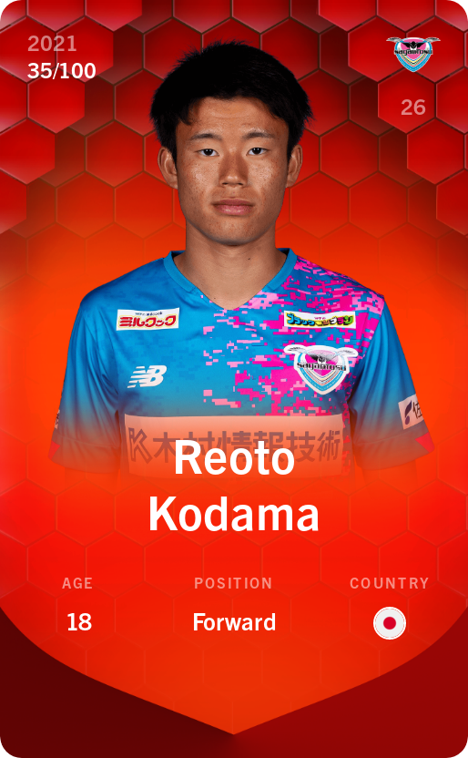 Sorare - Sorare Official - Reoto Kodama 2021-22 • Rare 35/100 - NFT # 94545573743114287798522376607635745336830224150639499150971559636792904352370