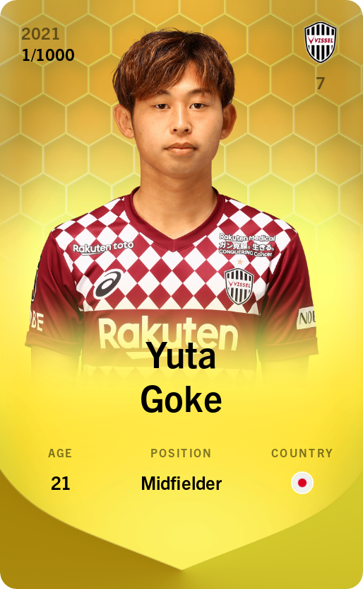 Sorare - Sorare Official - Yuta Goke 2021-22 • Limited 1/1000 - NFT # 89071602968411831854806432440907844173672901696091434887212596287048101112638