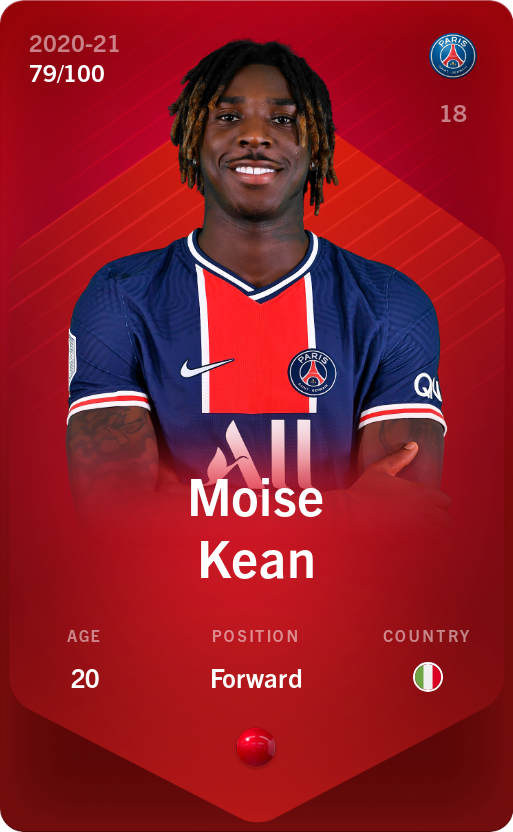 Sorare - Sorare Official - Moise Kean 2020-21 • Rare 79/100 - NFT # 99958722115386171177761519436296422042506124790744620460518912139759622625080