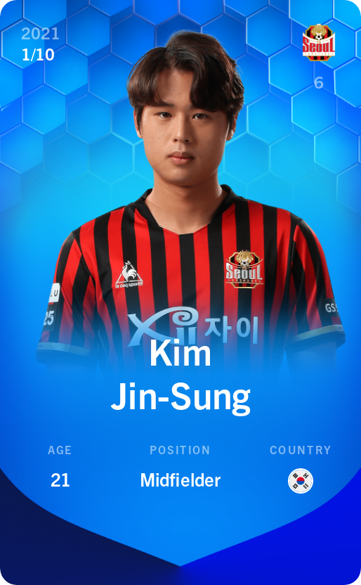 Sorare - Sorare Official - Kim Jin-Sung 2021-22 • Super Rare 1/10 - NFT # 74127054601575300138831564035721071556490661604688164234924612198888967352783