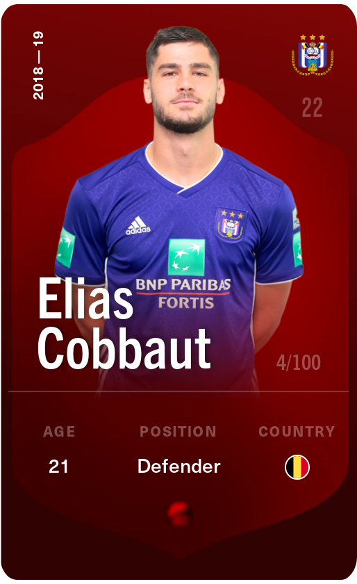 Sorare - Sorare Official - Elias Cobbaut 2018-19 • Rare 4/100 - NFT # 36163131603501466158461725857371559586088383413018491889498219018555812448930