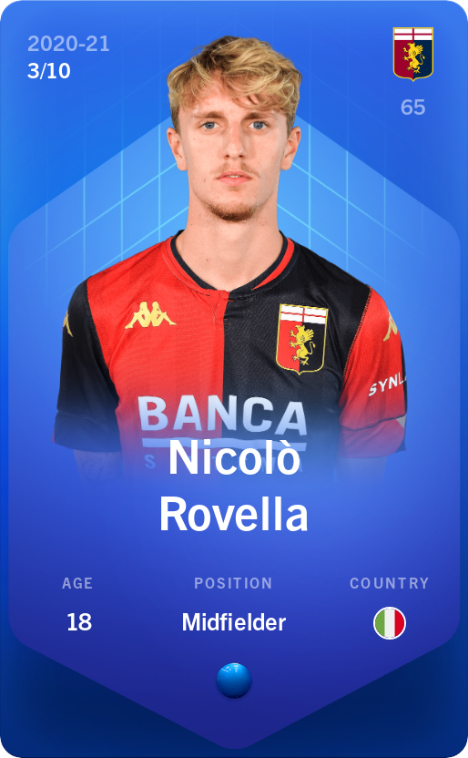 Sorare - Sorare Official - Nicolò Rovella 2020-21 • Super Rare 3/10 - NFT # 87774277544095403780529141448398191668720089000761163389136138745633955434757