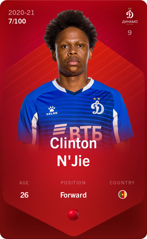 Sorare - Sorare Official - Clinton N'Jie 2020-21 • Rare 7/100 - NFT # 65356738734440092461421348782330172418345116758254395752371630594015822843873