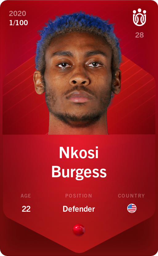 Sorare - Sorare Official - Nkosi Burgess 2020-21 • Rare 1/100 - NFT # 110392453402046870690834541842213956013318409333289298529962401534469472598575