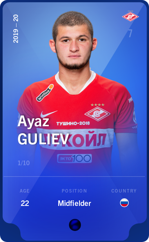Sorare - Sorare Official - Ayaz Guliev 2019-20 • Super Rare 1/10 - NFT # 68888022693047516817195604703178371496965170917980874658248139913208595903776