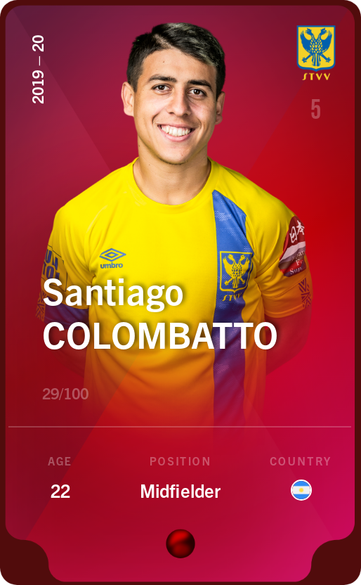 Sorare - Sorare Official - Santiago Colombatto 2019-20 • Rare 29/100 - NFT # 89629391270406428512994305735271262483471377855291519301332643652718712073174
