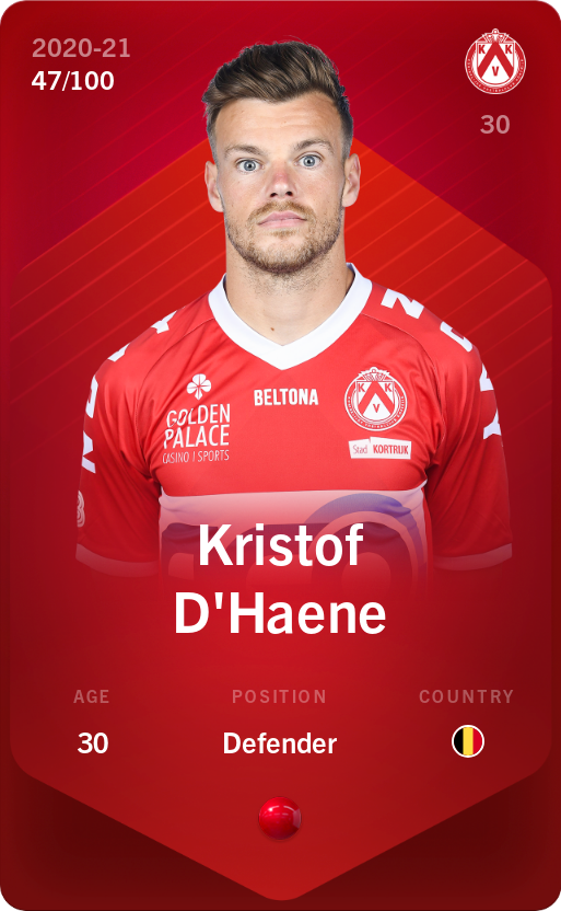 Sorare - Sorare Official - Kristof D'Haene 2020-21 • Rare 47/100 - NFT # 75147808375254565427886038136821924240089272802767279256824226689784947773253