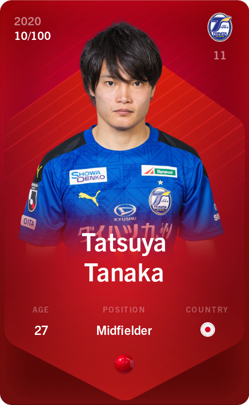 Sorare - Sorare Official - Tatsuya Tanaka 2020-21 • Rare 10/100 - NFT # 80332749207551304740217361835263846978722270278251361811829211863541310012070