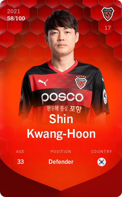 Sorare - Sorare Official - Shin Kwang-Hoon 2021-22 • Rare 58/100 - NFT # 101057685477950279226370824563873095859395558407712144617077523445243037275002