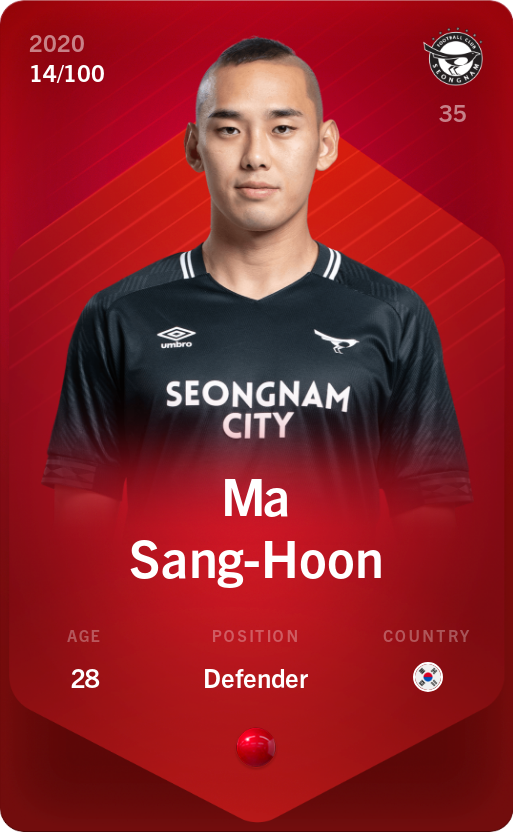 Sorare - Sorare Official - Ma Sang-Hoon 2020-21 • Rare 14/100 - NFT # 67391174005190124817903689685306521892630471805093794536816570575101946146009