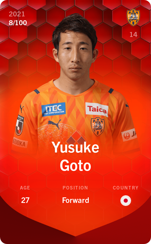 Sorare - Sorare Official - Yusuke Goto 2021-22 • Rare 8/100 - NFT # 20359101818997817768170194727362048360988346365387628731401259686918029119920