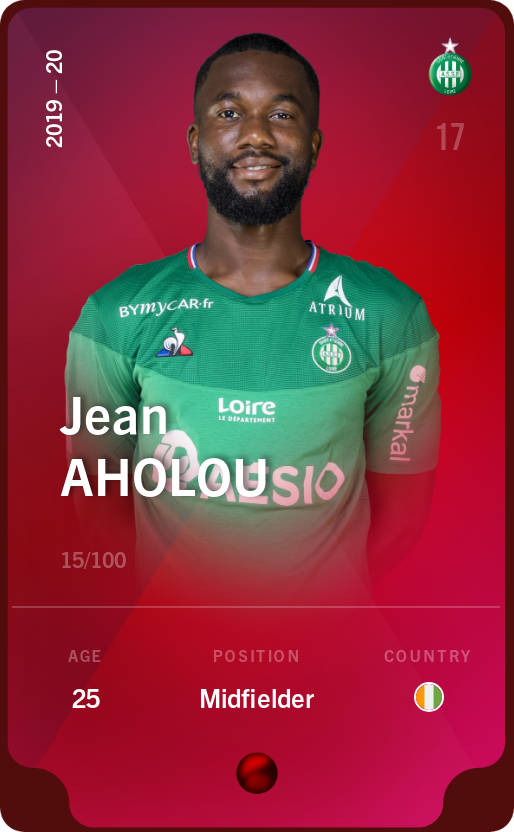 Sorare - Sorare Official - Jean Aholou 2019-20 • Rare 15/100 - NFT # 64545160678547077317859638778127419895135559860244135536269614870924840284160