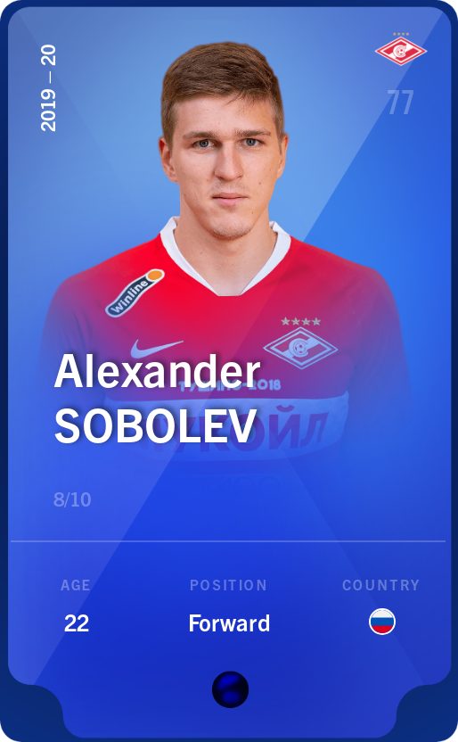 Sorare - Sorare Official - Alexander Sobolev 2019-20 • Super Rare 8/10 - NFT # 20600483577251246769000741947854177540630136462573745282433893204005712466920