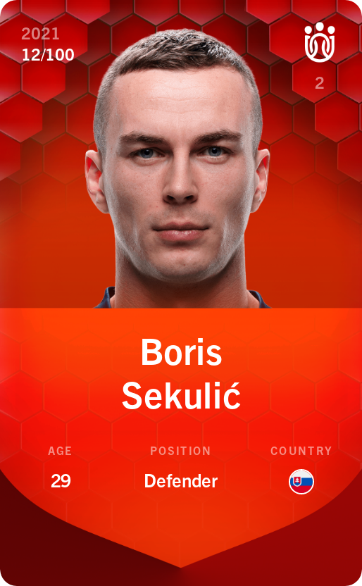 Sorare - Sorare Official - Boris Sekulić 2021-22 • Rare 12/100 - NFT # 213355132908582283119497816660226900460661228228173496258138946591838182908
