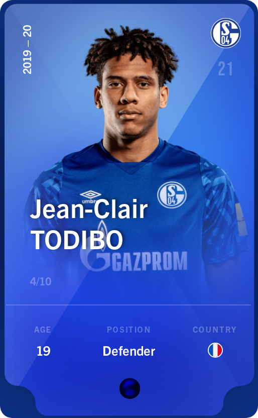 Sorare - Sorare Official - Jean-Clair Todibo 2019-20 • Super Rare 4/10 - NFT # 81309296075066793172764817814517749432560353407393897658797078083720573071883