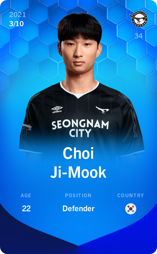 Sorare - Sorare Official - Choi Ji-Mook 2021-22 • Super Rare 3/10 - NFT # 59313142905846304420317861985494465545371200838914048155905316409660253670183