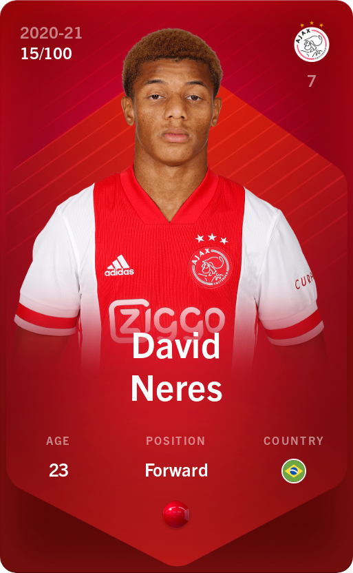 Sorare - Sorare Official - David Neres 2020-21 • Rare 15/100 - NFT # 59975284835614207245240774908160901039786254971227045263079074203424173595179