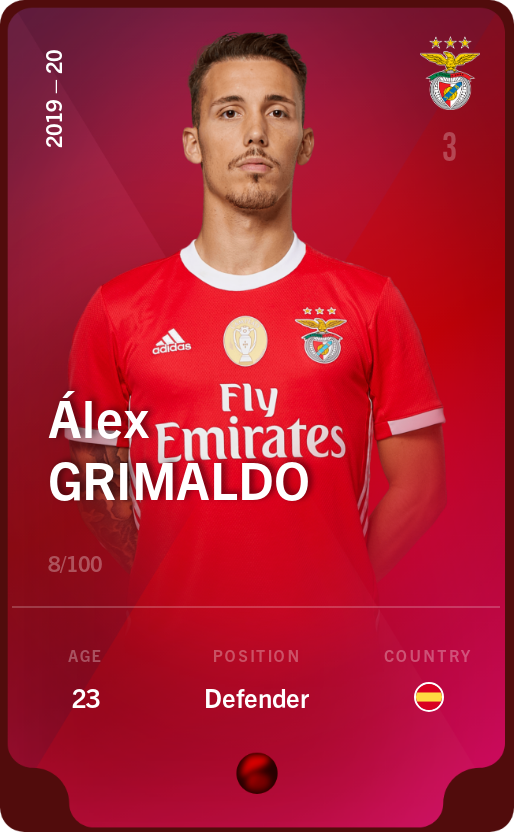 Sorare - Sorare Official - Álex Grimaldo 2019-20 • Rare 8/100 - NFT # 96892880304592992200189304891439507110441766189878953583132211303534143931610