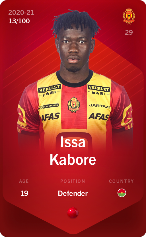 Sorare - Sorare Official - Issa Kabore 2020-21 • Rare 13/100 - NFT # 70320546601227014702770944095472776277564114852799818151608535288431487108194