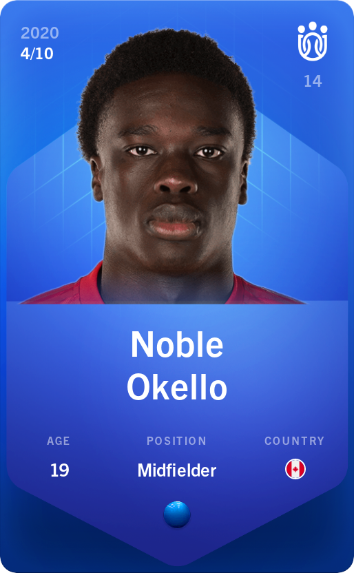Sorare - Sorare Official - Noble Okello 2020-21 • Super Rare 4/10 - NFT # 59280418784550580243719368067793534157200031466492413213157310798329739026020