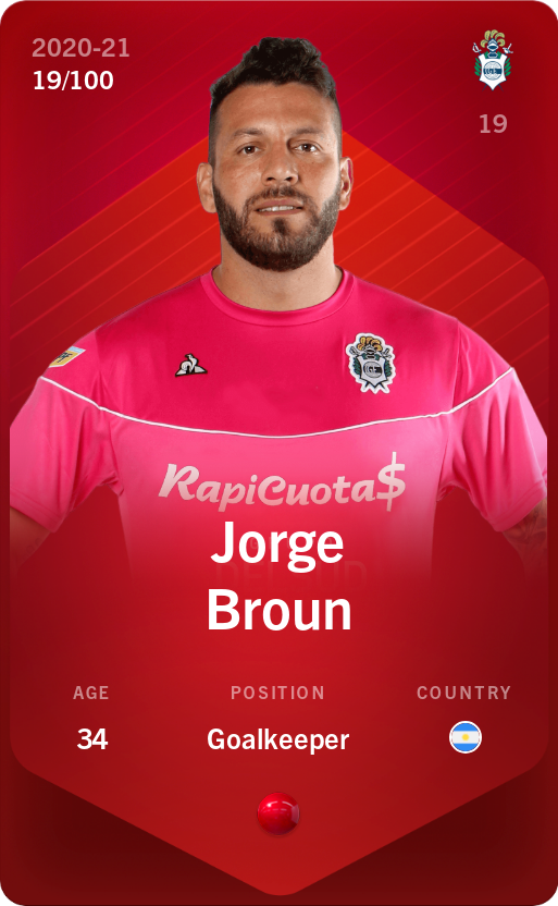 Sorare - Sorare Official - Jorge Broun 2020-21 • Rare 19/100 - NFT # 30572489349530814042689020433071366111835510776039367389916659640235894000985