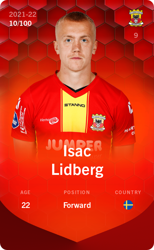 Sorare - Sorare Official - Isac Lidberg 2021-22 • Rare 10/100 - NFT # 32687039256391770476955794892454271178752599028339070963434465546990925063318