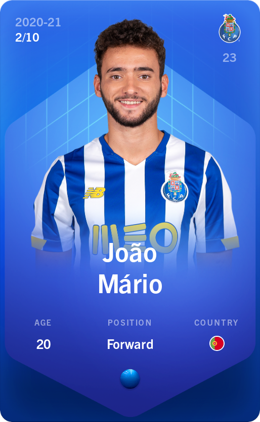 Sorare - Sorare Official - João Mário 2020-21 • Super Rare 2/10 - NFT # 102465440238234689588717950045573494416041240021685515808635967993668616148455