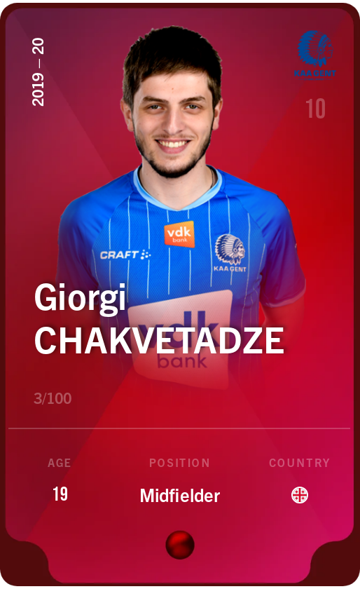 Sorare - Sorare Official - Giorgi Chakvetadze 2019-20 • Rare 3/100 - NFT # 105401477555121996163657460577505893539012480633335750059125871626585649940930