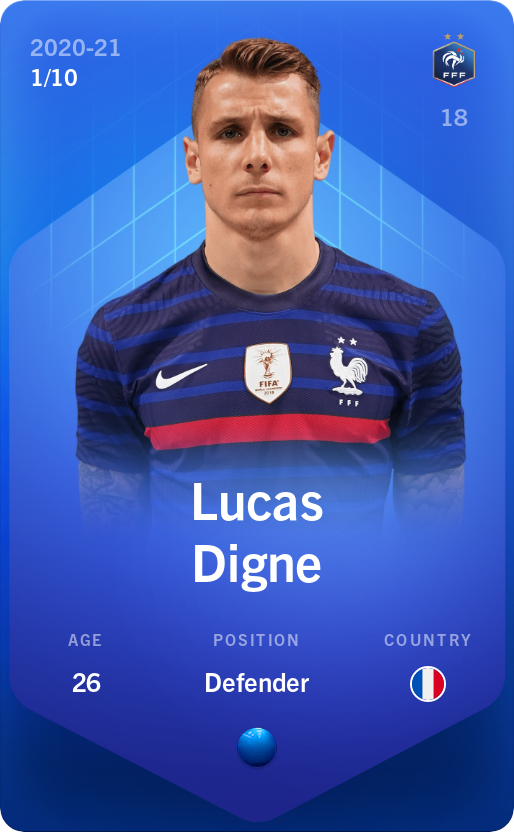 Sorare - Sorare Official - Lucas Digne 2020-21 • Super Rare 1/10 - NFT # 109244014855506171735658115272813868358502950268712226983295179088224174702645