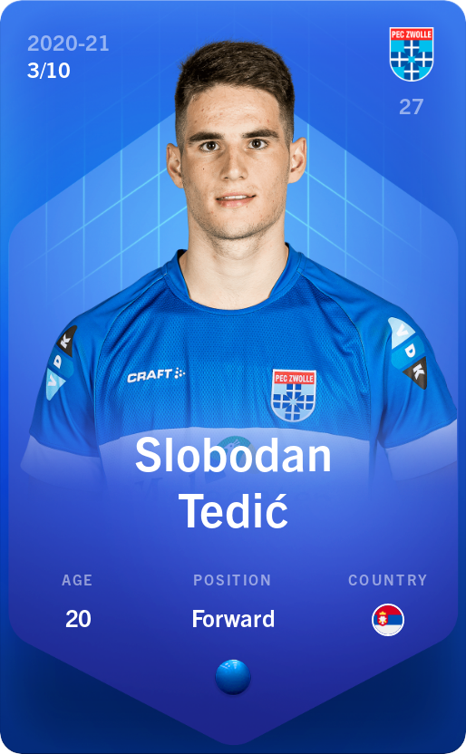Sorare - Sorare Official - Slobodan Tedić 2020-21 • Super Rare 3/10 - NFT # 24308533254460242040657896329122977641771509968278305995061365376657390177295