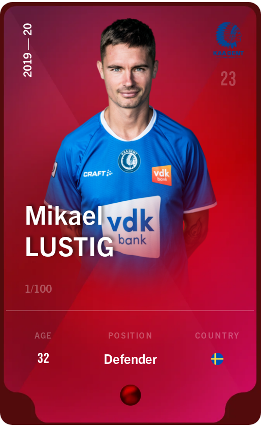 Sorare - Sorare Official - Mikael Lustig 2019-20 • Rare 1/100 - NFT # 113673816021313749452519249770507893632567025740574048161268860557429321312906