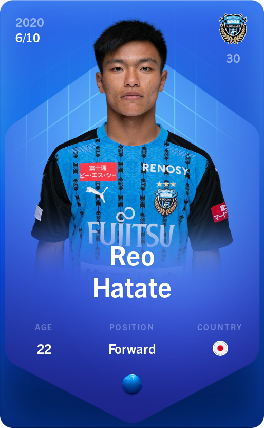 Sorare - Sorare Official - Reo Hatate 2020-21 • Super Rare 6/10 - NFT # 93530396046280640173210138581516868727550415362132684023379284828124667239722