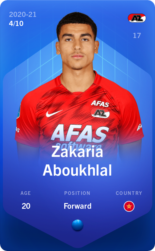 Sorare - Sorare Official - Zakaria Aboukhlal 2020-21 • Super Rare 4/10 - NFT # 71844925736020926099111475575029579522356416786005403632834593207493315964600
