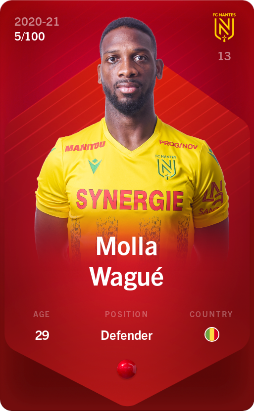 Sorare - Sorare Official - Molla Wagué 2020-21 • Rare 5/100 - NFT # 41791514779851353684237584420254346724194486244987058079409586428809463875113