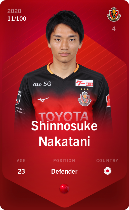 Sorare - Sorare Official - Shinnosuke Nakatani 2020-21 • Rare 11/100 - NFT # 93396095111686902604438675596068928480367324317407359887019849067282320108886
