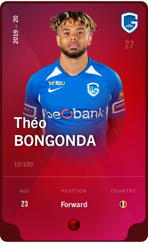 Sorare - Sorare Official - Théo Bongonda 2019-20 • Rare 10/100 - NFT # 98158079310814661152096602198245426304598271686647665999538481375985537435617