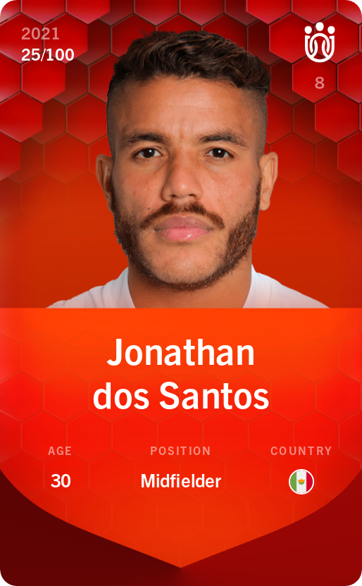 Sorare - Sorare Official - Jonathan dos Santos 2021-22 • Rare 25/100 - NFT # 107928278336456546301890301414653545281889273952633284431018389570335841068879