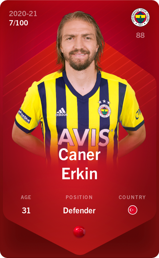 Sorare - Sorare Official - Caner Erkin 2020-21 • Rare 7/100 - NFT # 90538498856121533810312749363008285425857396530646178365426879033888495492481