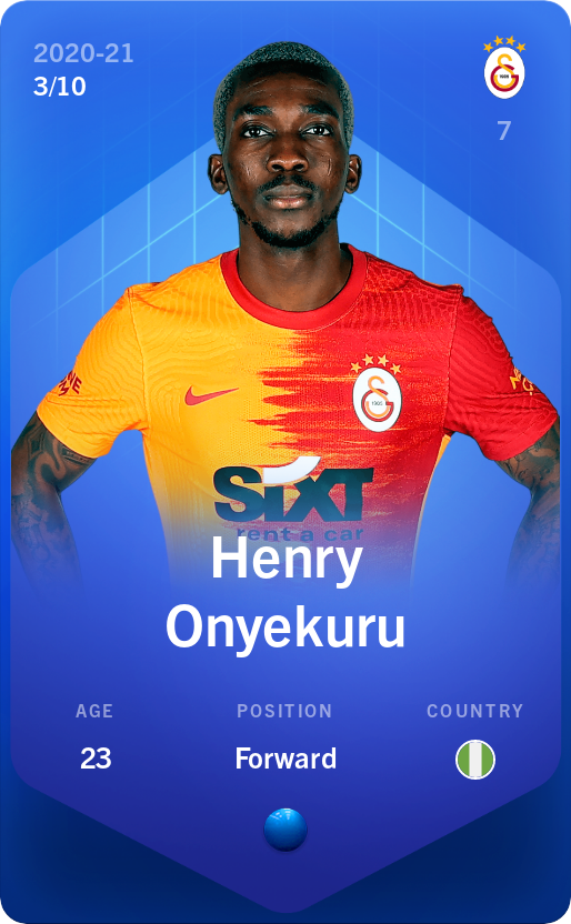 Sorare - Sorare Official - Henry Onyekuru 2020-21 • Super Rare 3/10 - NFT # 11431985514444136773422228716936648783167056621670210277178417988034443336531