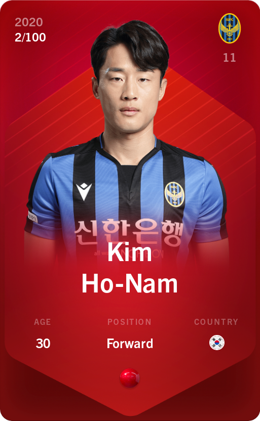 Sorare - Sorare Official - Kim Ho-Nam 2020-21 • Rare 2/100 - NFT # 87954750395305016163270139873499142193088168036016430248479303347082550688035