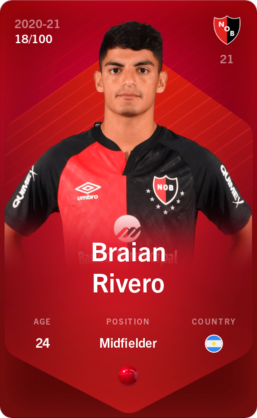 Sorare - Sorare Official - Braian Rivero 2020-21 • Rare 18/100 - NFT # 62342547593910372086067086970126156195340310306996729447126962922789107013822