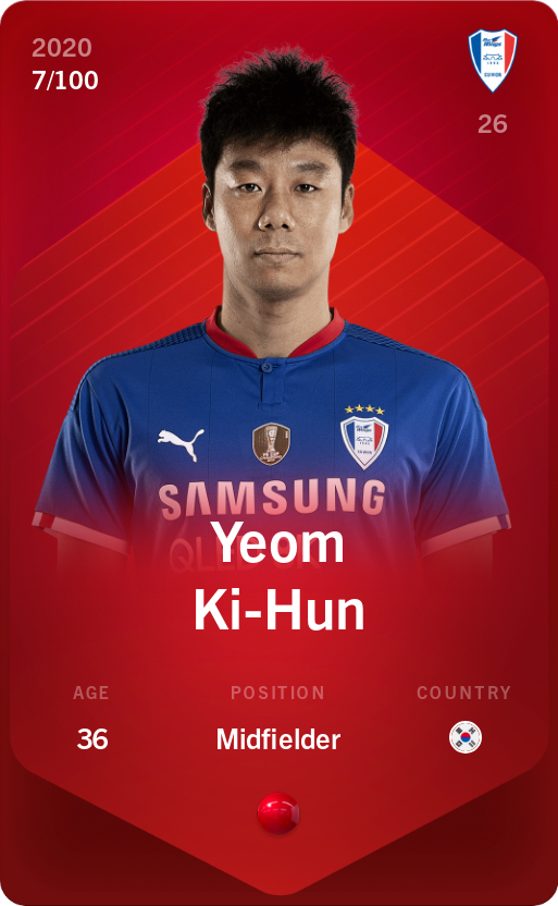 Sorare - Sorare Official - Yeom Ki-Hun 2020-21 • Rare 7/100 - NFT # 55279815285489885398095730822707494863155212870108235772373279149366463562433