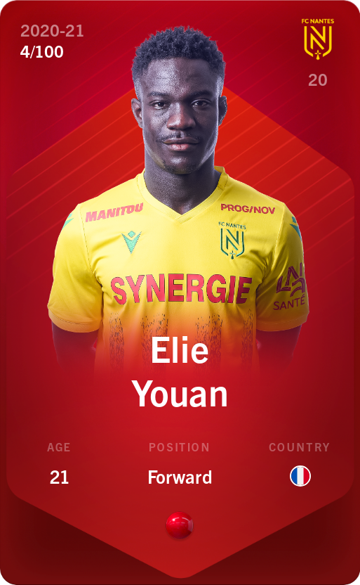 Sorare - Sorare Official - Elie Youan 2020-21 • Rare 4/100 - NFT # 93362397947923514180097391232523793947840403499903329698347317099611584961913