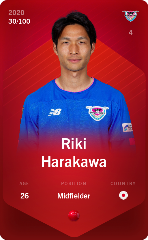 Sorare - Sorare Official - Riki Harakawa 2020-21 • Rare 30/100 - NFT # 75289246245527932739772534481353171805302210226398235766488478423001134740158